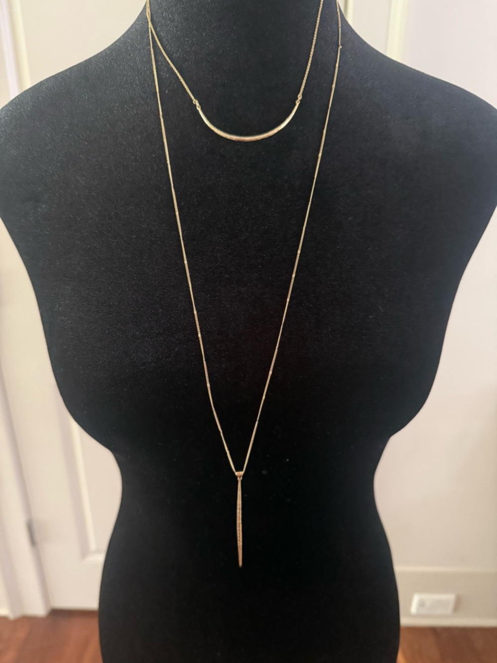 Stella & Dot Gold Layered Arc Bar and Spear Necklace
